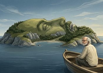 A imagem da ilha mostra como a distância pode revelar detalhes invisíveis para quem está perto demais