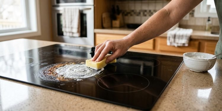 A textura da pasta ajuda a trabalhar sobre resíduos que não saem facilmente apenas com água