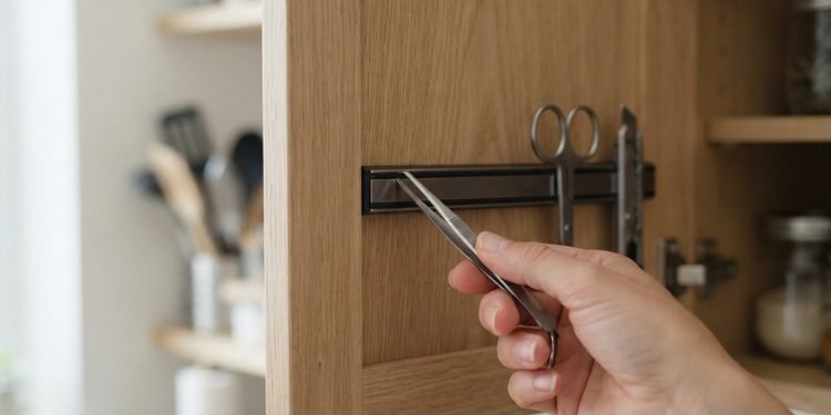 Pequenos objetos metálicos ganham um lugar próprio sem ocupar potes ou divisórias