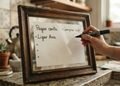 A folha colocada atrás do vidro funciona como fundo para deixar as anotações mais fáceis de enxergar