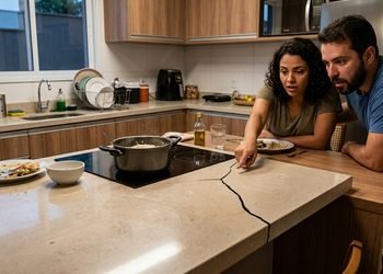 O corte feito para receber o cooktop pode ser um dos pontos analisados para encontrar a origem da trinca