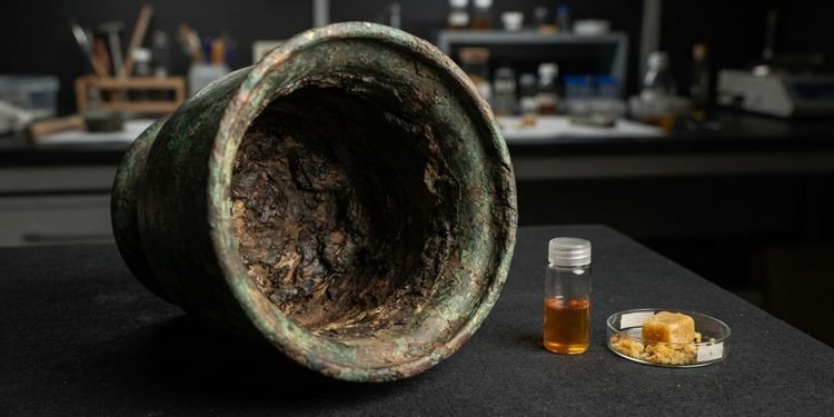 O material degradado pelo tempo dificultou a identificação do conteúdo original dos recipientes