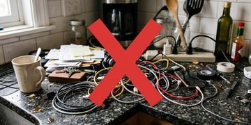 O cabo fica preso ao próprio aparelho quando não está sendo usado