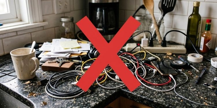 O cabo fica preso ao próprio aparelho quando não está sendo usado