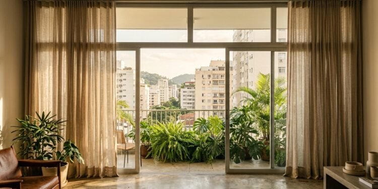 Cortinas longas que fazem o teto parecer mais alto