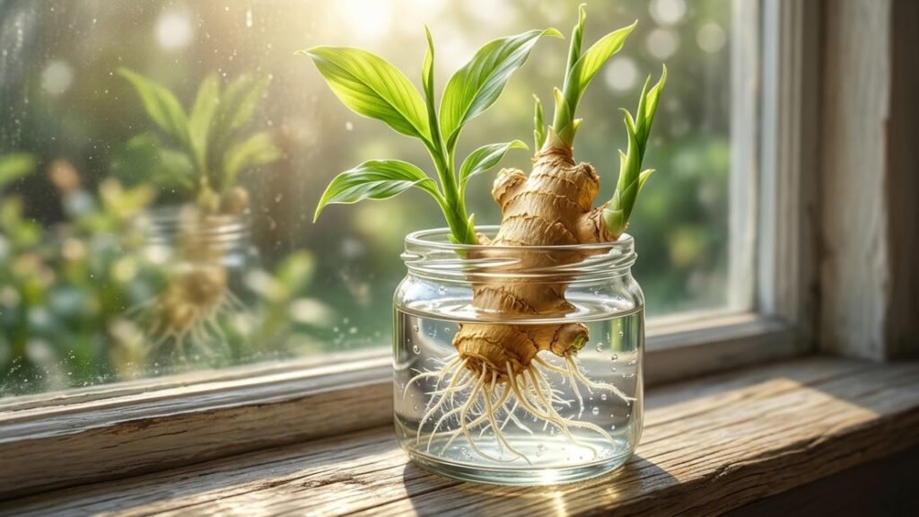 Brotação do gengibre na água e cuidados de cultivo