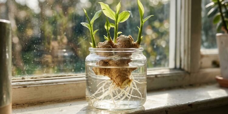 Brotação do gengibre na água e cuidados de cultivo
