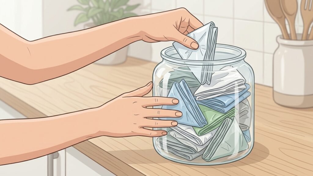 Como organizar sacolas plásticas na cozinha