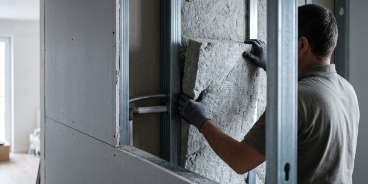 Isolamento acústico com lã de rocha em drywall