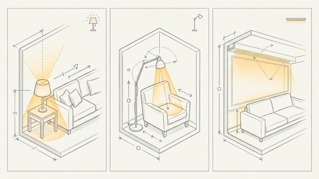 Iluminação acolhedora com luminárias menores