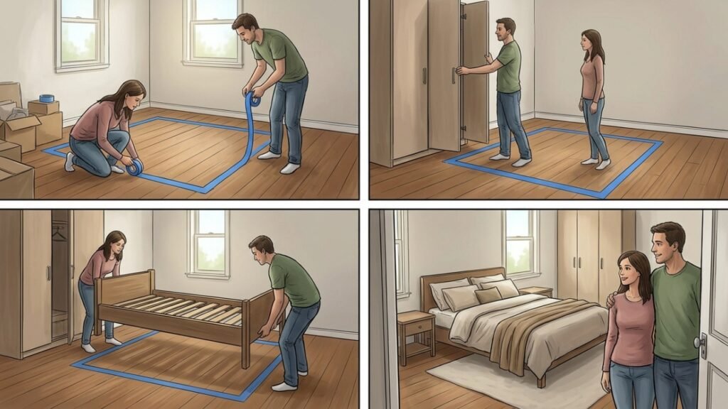 Posicionamento da cama em quartos pequenos