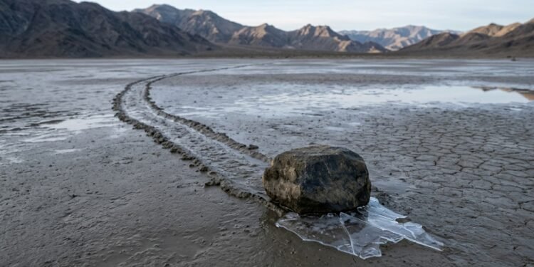 Como uma película de gelo faz pedras se moverem no deserto
