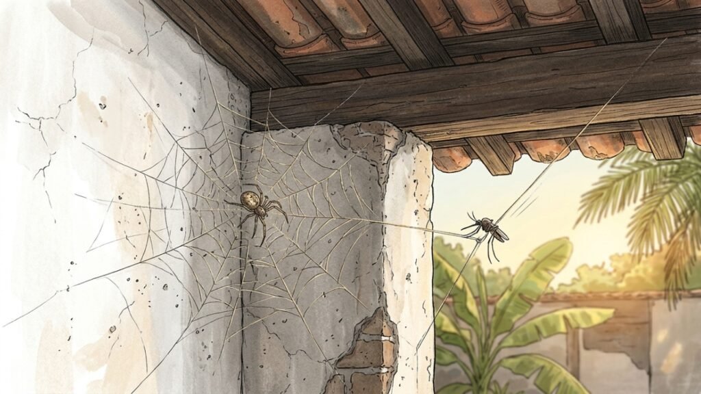O papel de algumas aranhas e teias dentro das casas