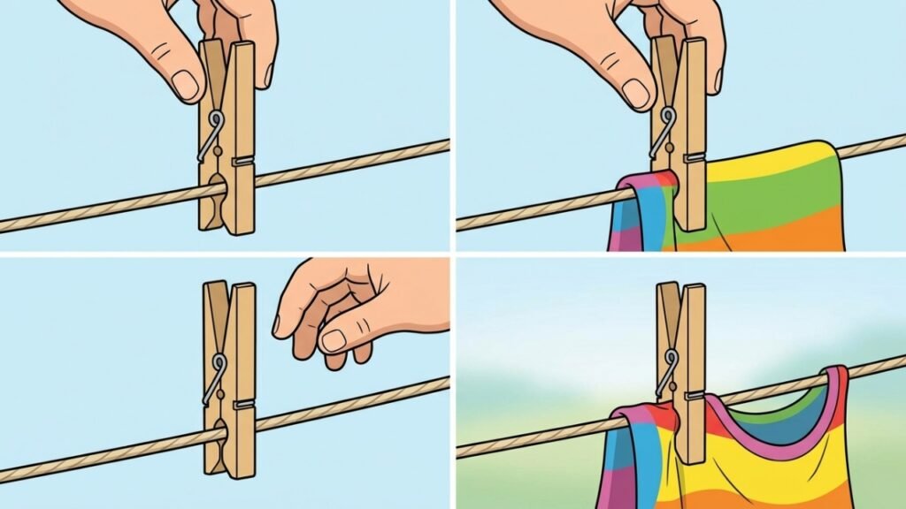 Função das duas aberturas dos prendedores de roupa