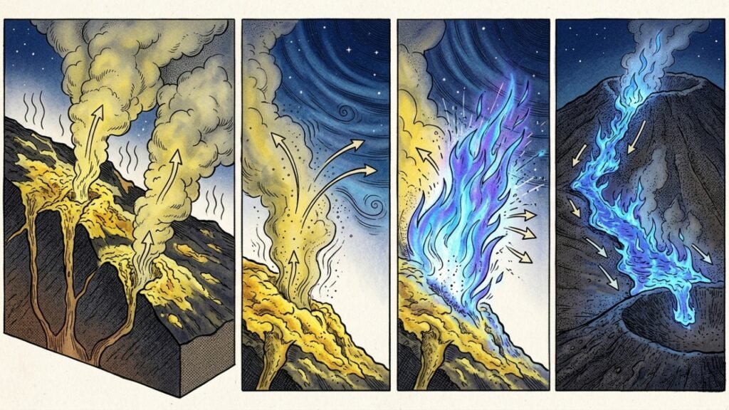 Por que o Kawah Ijen parece produzir lava azul à noite
