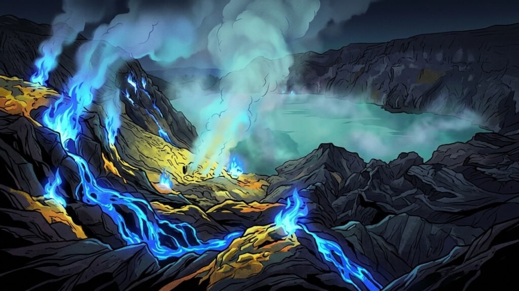 Por que o Kawah Ijen parece produzir lava azul à noite