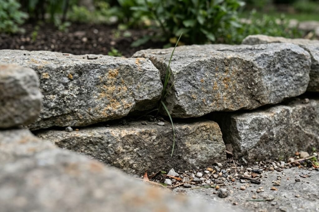 Pedra seca para muretas decorativas com limites de segurança