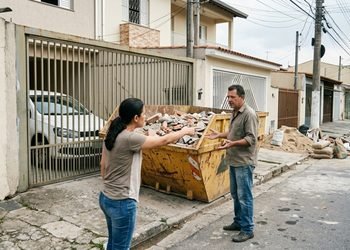 Uma obra particular acabou criando dificuldades para quem precisava entrar e sair da própria garagem