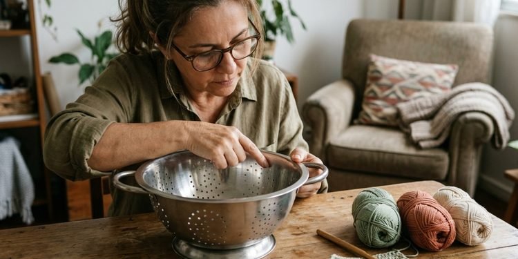 Um utensílio antigo pode ganhar uma função diferente e ajudar na organização dos materiais de crochê