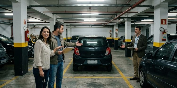 A vaga anunciada como parte do imóvel se tornou o centro de um conflito após a entrega das chaves