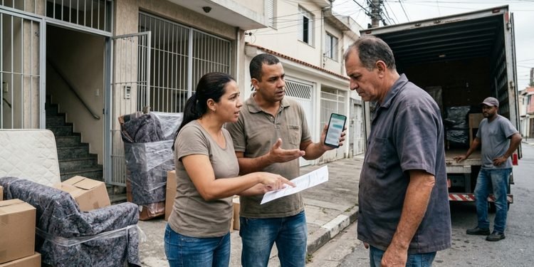 O preço combinado virou motivo de conflito assim que o caminhão chegou ao prédio