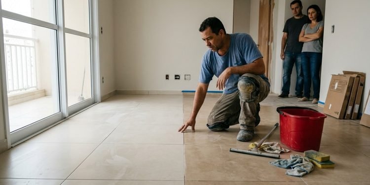A diferença de tonalidade só ficou evidente depois que as peças já estavam colocadas na sala