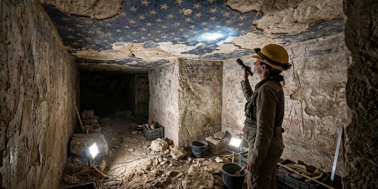 A decoração preservada ajudou os pesquisadores a investigar a história de uma antiga construção funerária.