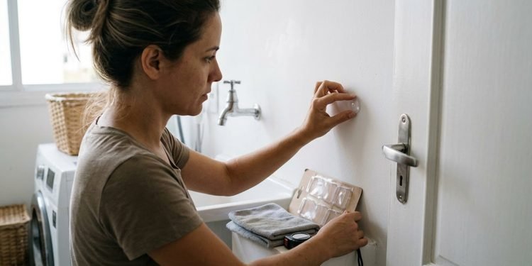 Um batente bem posicionado pode impedir que a porta atinja a parede durante uma corrente de ar