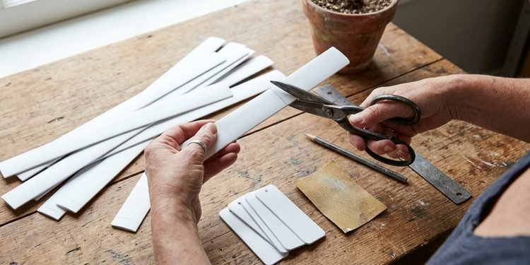 As lâminas de PVC podem ser cortadas e reaproveitadas para facilitar a identificação das plantas