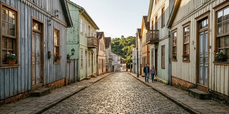 A cidade gaúcha de casas italianas centenárias que transformou uma rua de pedras em patrimônio: fachadas de madeira revelam a imigração no sul do Brasil