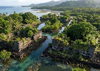A antiga cidade impressiona pela escala de suas construções erguidas sobre pequenas ilhas artificiais